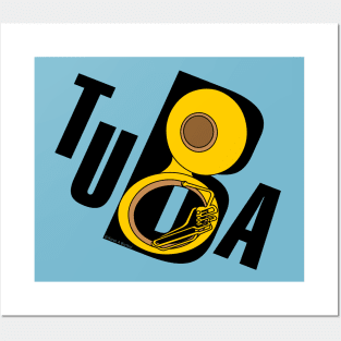 Slanted Tuba Text Posters and Art